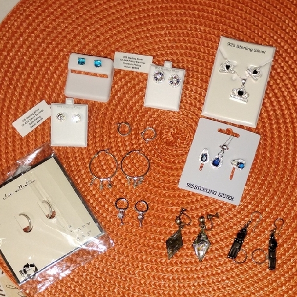 925 Sterling Silver Earrings Bundle - Picture 1 of 9